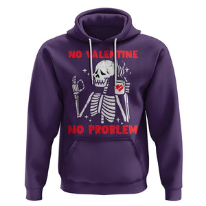 Funny Single Skeleton Hoodie No Valetine No Problem Anti Valentines Day TS02 Purple Printyourwear