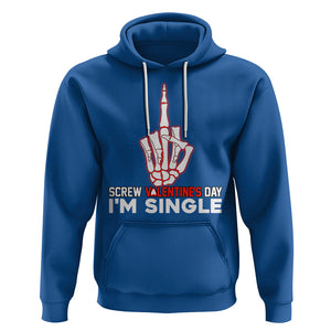 Funny Anti Valentines Hoodie Screw Valentine's Day I'm Single Skeleton Middle Finger TS02 Royal Blue Printyourwear