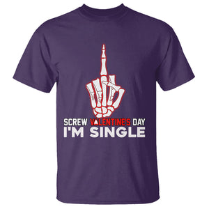 Funny Anti Valentines T Shirt Screw Valentine's Day I'm Single Skeleton Middle Finger TS02 Purple Printyourwear