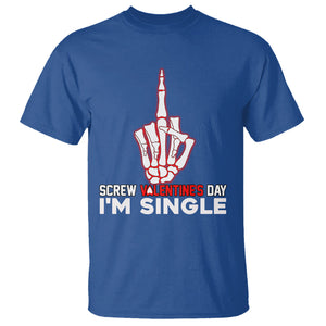 Funny Anti Valentines T Shirt Screw Valentine's Day I'm Single Skeleton Middle Finger TS02 Royal Blue Printyourwear