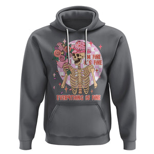 Skeleton Anti Valentine Hoodie I'm Fine It's Fine Everything's Fine Retro Pink Funny Western Cowboy TS02 Charcoal Printyourwear