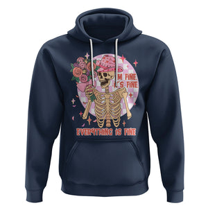 Skeleton Anti Valentine Hoodie I'm Fine It's Fine Everything's Fine Retro Pink Funny Western Cowboy TS02 Navy Printyourwear