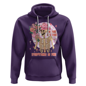 Skeleton Anti Valentine Hoodie I'm Fine It's Fine Everything's Fine Retro Pink Funny Western Cowboy TS02 Purple Printyourwear