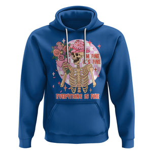 Skeleton Anti Valentine Hoodie I'm Fine It's Fine Everything's Fine Retro Pink Funny Western Cowboy TS02 Royal Blue Printyourwear