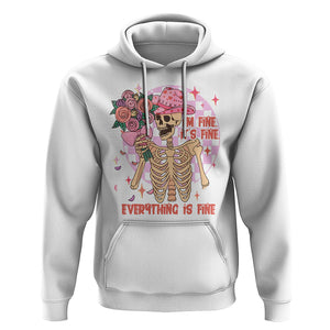 Skeleton Anti Valentine Hoodie I'm Fine It's Fine Everything's Fine Retro Pink Funny Western Cowboy TS02 White Printyourwear