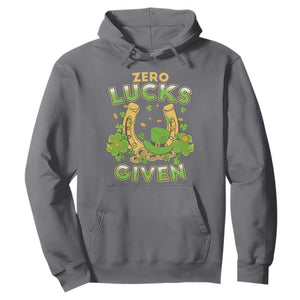 Funny St Patricks Day Hoodie Zero Lucks Given Irish Shamrock TS02 Charcoal Print Your Wear