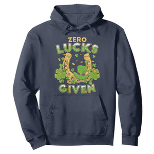 Funny St Patricks Day Hoodie Zero Lucks Given Irish Shamrock TS02 Navy Print Your Wear