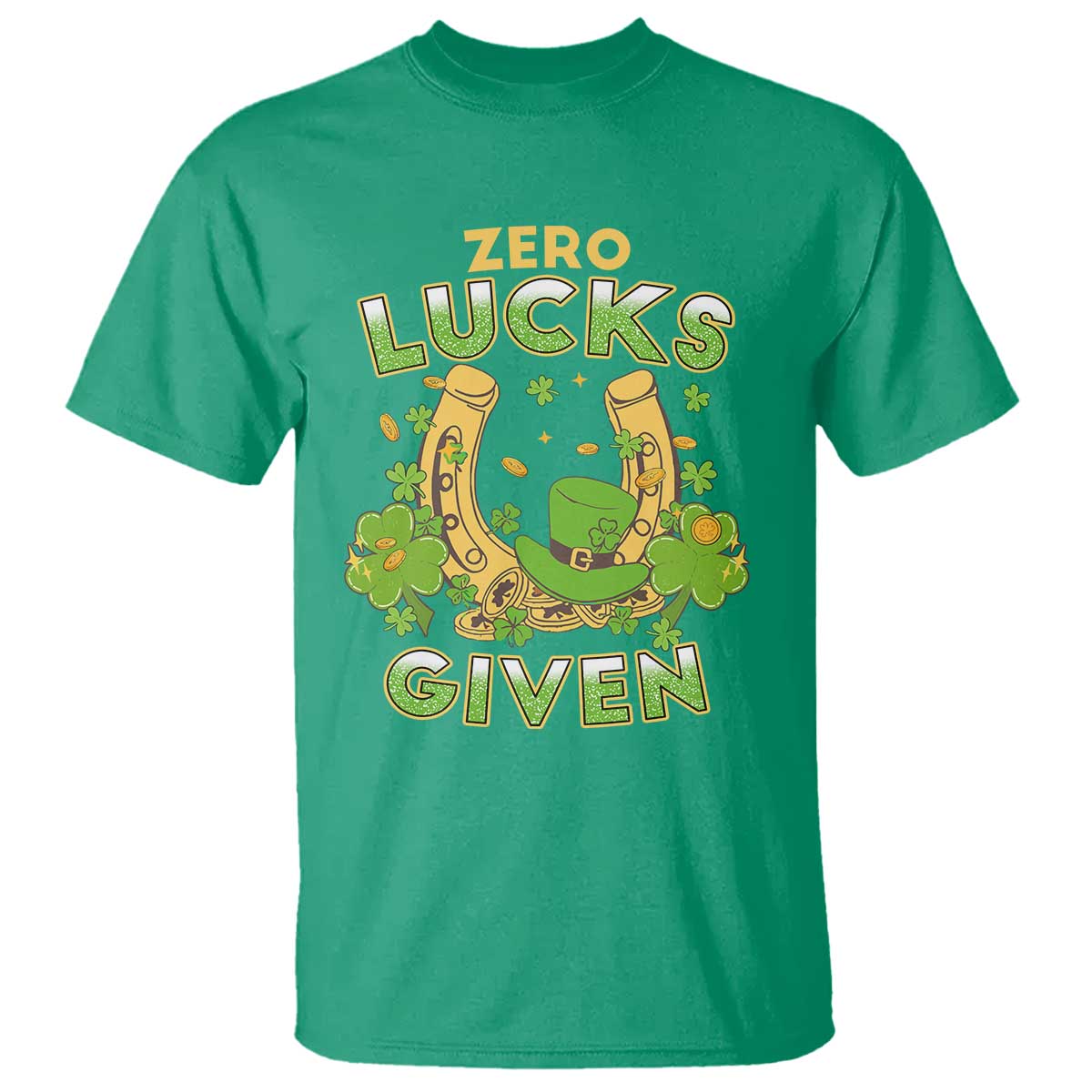 Funny St Patricks Day T Shirt Zero Lucks Given Irish Shamrock TS02 Irish Green Print Your Wear