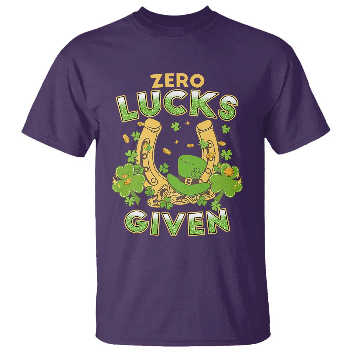 Funny St Patricks Day T Shirt Zero Lucks Given Irish Shamrock TS02 Purple Print Your Wear