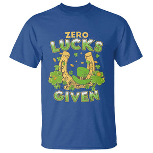 Funny St Patricks Day T Shirt Zero Lucks Given Irish Shamrock TS02 Royal Blue Print Your Wear