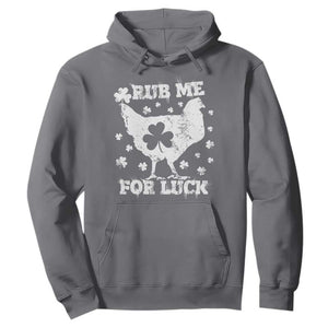 Funny St Patricks Day Hoodie Rub Me For Luck Shamrock Irish Cock Chicken TS02 Charcoal Print Your Wear