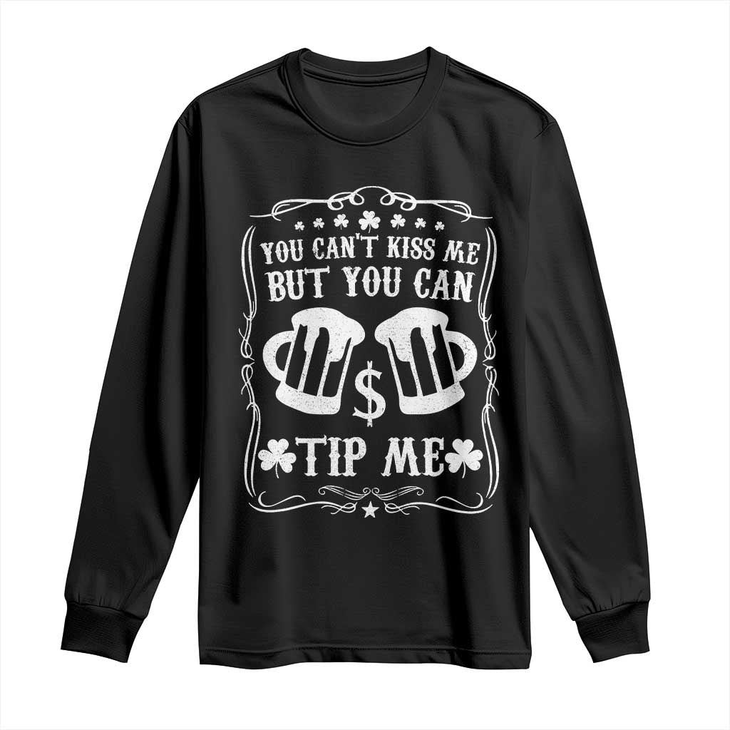 Funny St Patricks Day Long Sleeve Shirt Lucky Shamrock Waitress Bartender Waiter TS02 Black Print Your Wear