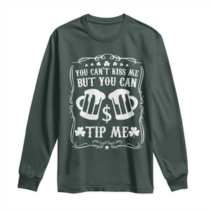 Funny St Patricks Day Long Sleeve Shirt Lucky Shamrock Waitress Bartender Waiter TS02 Dark Forest Green Print Your Wear