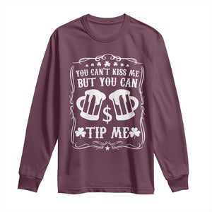 Funny St Patricks Day Long Sleeve Shirt Lucky Shamrock Waitress Bartender Waiter TS02 Maroon Print Your Wear