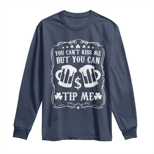 Funny St Patricks Day Long Sleeve Shirt Lucky Shamrock Waitress Bartender Waiter TS02 Navy Print Your Wear