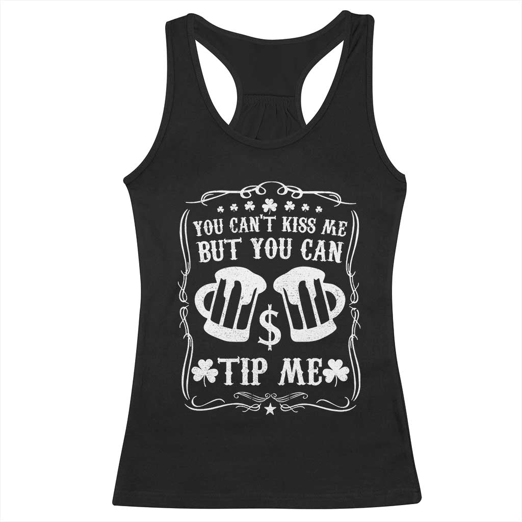 Funny St Patricks Day Racerback Tank Top Lucky Shamrock Waitress Bartender Waiter TS02 Black Print Your Wear