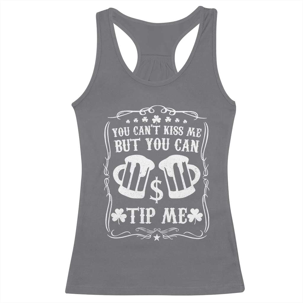 Funny St Patricks Day Racerback Tank Top Lucky Shamrock Waitress Bartender Waiter TS02 Charcoal Print Your Wear
