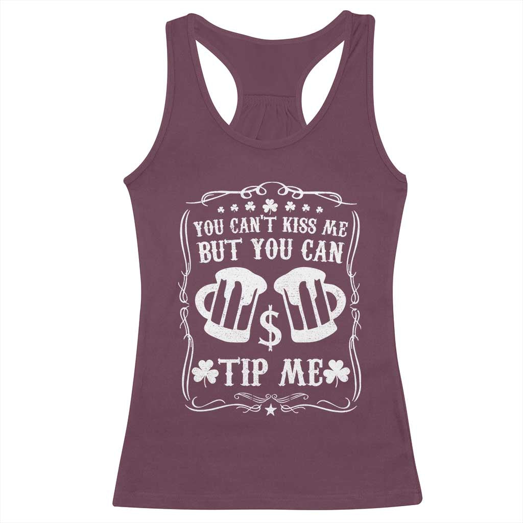 Funny St Patricks Day Racerback Tank Top Lucky Shamrock Waitress Bartender Waiter TS02 Maroon Print Your Wear
