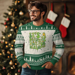 Funny St Patricks Day Knit Sweatshirt It's Beautiful Day For Learning Students TS02 Green Print Your Wear
