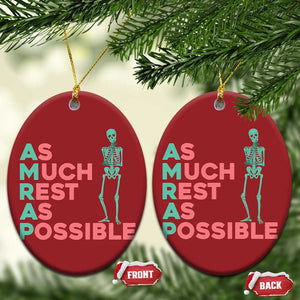 Workout Skeleton Christmas Ornament As Much Rest As Possible AMRAP Lazy Skeleton Funny Gym Quotes TS02 Oval Red Print Your Wear