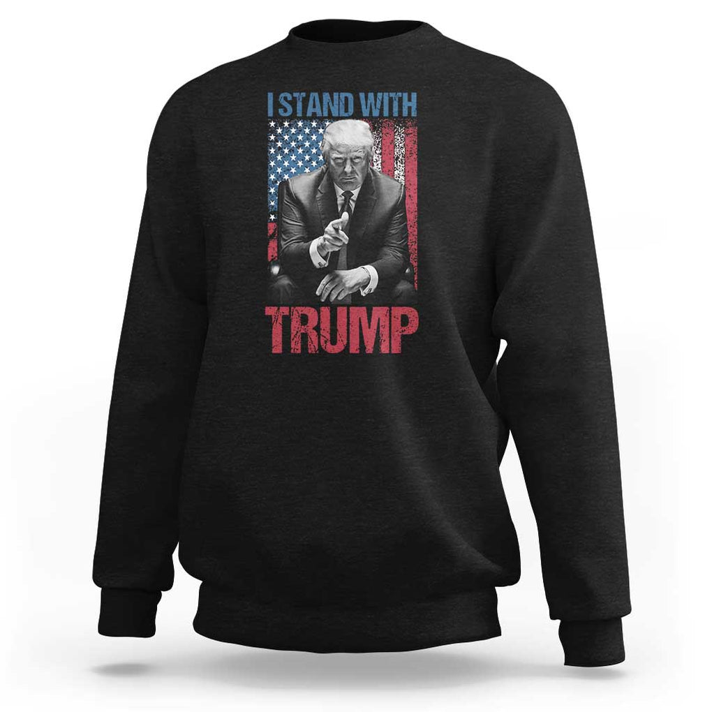 Trump 2024 Sweatshirt I Stand With President 45 47 Supporter American Flag TS02 Black Print Your Wear