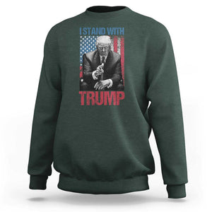 Trump 2024 Sweatshirt I Stand With President 45 47 Supporter American Flag TS02 Dark Forest Green Print Your Wear