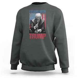 Trump 2024 Sweatshirt I Stand With President 45 47 Supporter American Flag TS02 Dark Heather Print Your Wear