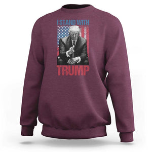 Trump 2024 Sweatshirt I Stand With President 45 47 Supporter American Flag TS02 Maroon Print Your Wear