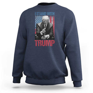 Trump 2024 Sweatshirt I Stand With President 45 47 Supporter American Flag TS02 Navy Print Your Wear