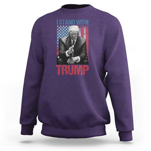 Trump 2024 Sweatshirt I Stand With President 45 47 Supporter American Flag TS02 Purple Print Your Wear