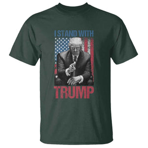 Trump 2024 T Shirt I Stand With President 45 47 Supporter American Flag TS02 Dark Forest Green Print Your Wear