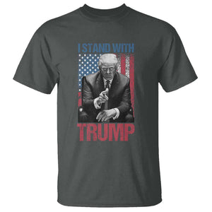 Trump 2024 T Shirt I Stand With President 45 47 Supporter American Flag TS02 Dark Heather Print Your Wear