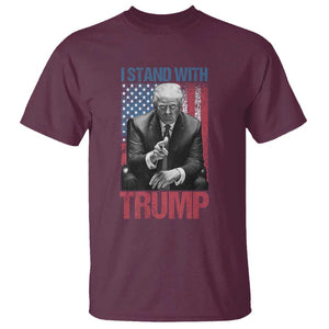 Trump 2024 T Shirt I Stand With President 45 47 Supporter American Flag TS02 Maroon Print Your Wear