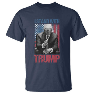 Trump 2024 T Shirt I Stand With President 45 47 Supporter American Flag TS02 Navy Print Your Wear