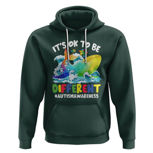 Whale Autism Awareness Hoodie It's Ok To Be Different Support Squad Mental Health TS02 Dark Forest Green Printyourwear