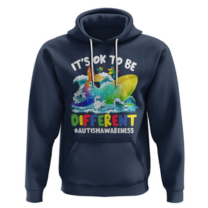 Whale Autism Awareness Hoodie It's Ok To Be Different Support Squad Mental Health TS02 Navy Printyourwear