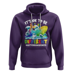 Whale Autism Awareness Hoodie It's Ok To Be Different Support Squad Mental Health TS02 Purple Printyourwear