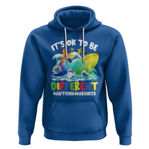 Whale Autism Awareness Hoodie It's Ok To Be Different Support Squad Mental Health TS02 Royal Blue Printyourwear