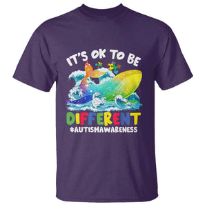 Whale Autism Awareness T Shirt It's Ok To Be Different Support Squad Mental Health TS02 Purple Printyourwear