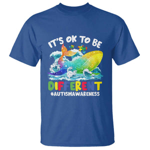 Whale Autism Awareness T Shirt It's Ok To Be Different Support Squad Mental Health TS02 Royal Blue Printyourwear