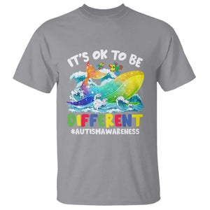 Whale Autism Awareness T Shirt It's Ok To Be Different Support Squad Mental Health TS02 Sport Gray Printyourwear