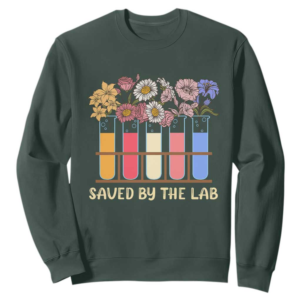 Lab Week Sweatshirt Saved By The Lab Medical Laboratory Tech Medical Lab Tech TS02 Dark Forest Green Printyourwear