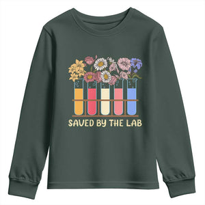 Lab Week Youth Sweatshirt Saved By The Lab Medical Laboratory Tech Medical Lab Tech TS02 Dark Forest Green Print Your Wear