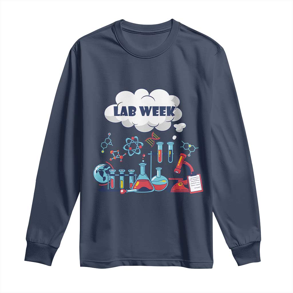 Lab Week Long Sleeve Shirt Medical Laboratory Science Lab Experiments TS02 Navy Print Your Wear