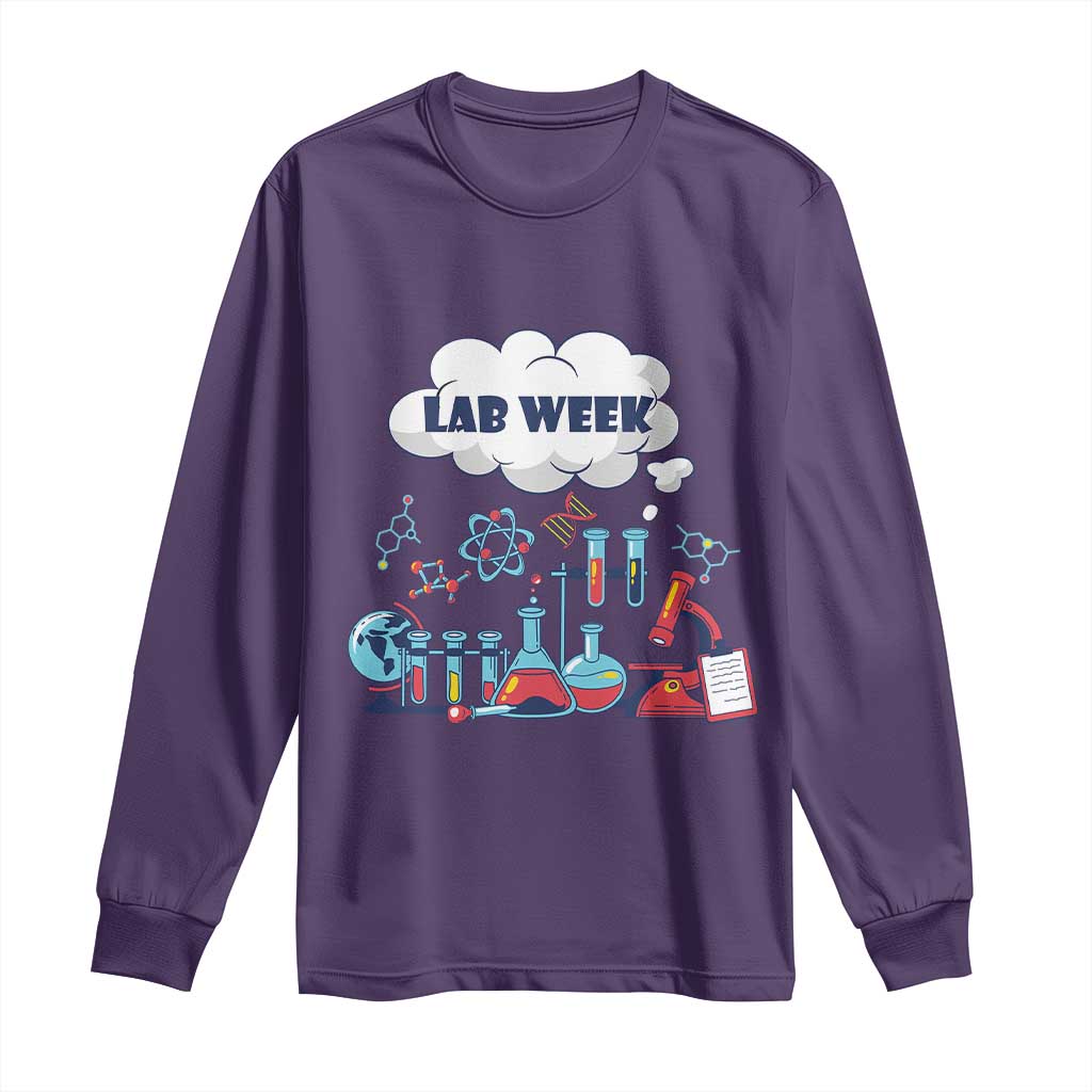 Lab Week Long Sleeve Shirt Medical Laboratory Science Lab Experiments TS02 Purple Print Your Wear