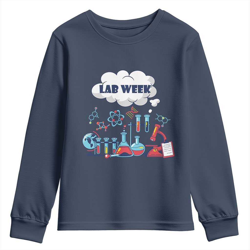 Lab Week Youth Sweatshirt Medical Laboratory Science Lab Experiments TS02 Navy Print Your Wear