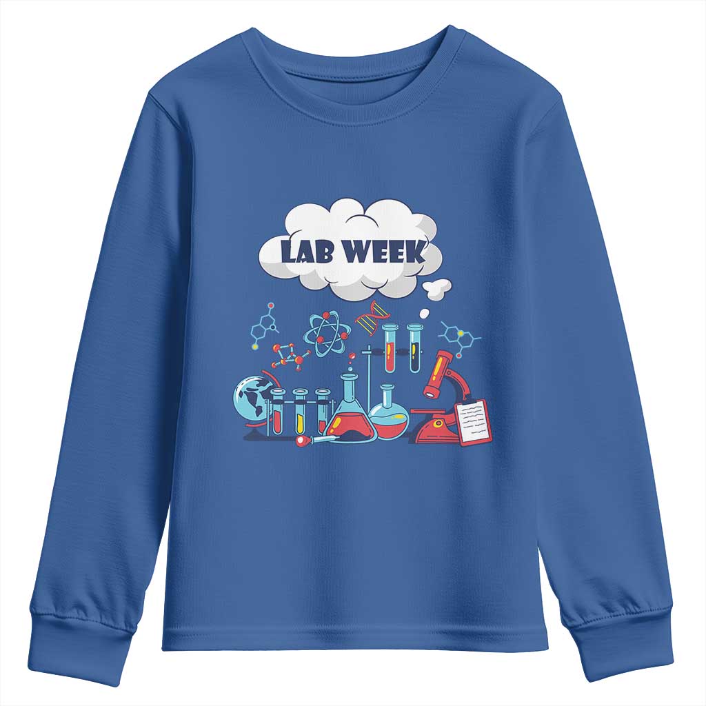 Lab Week Youth Sweatshirt Medical Laboratory Science Lab Experiments TS02 Royal Blue Print Your Wear