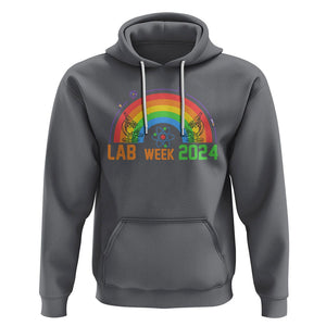 Lab Week 2024 Hoodie Medical Laboratory Science Lab Rainbow TS02 Charcoal Printyourwear