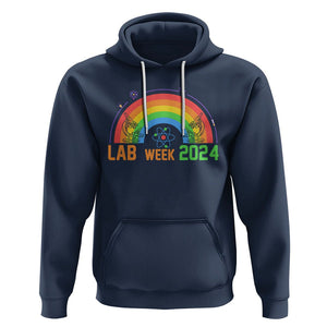 Lab Week 2024 Hoodie Medical Laboratory Science Lab Rainbow TS02 Navy Printyourwear