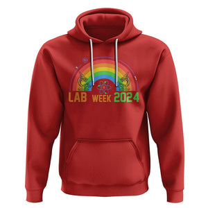 Lab Week 2024 Hoodie Medical Laboratory Science Lab Rainbow TS02 Red Printyourwear